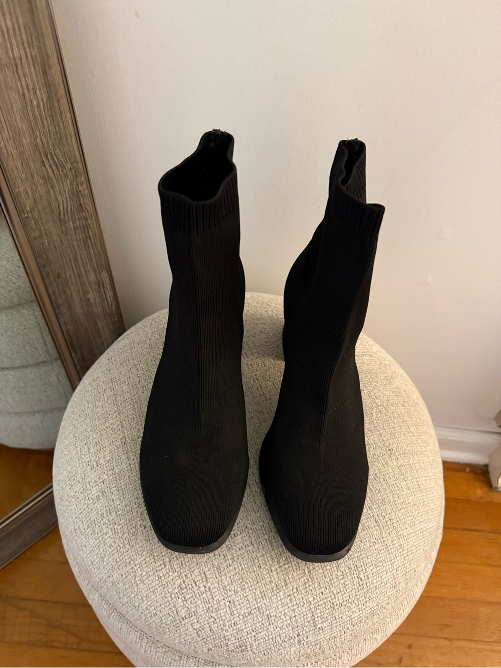 MIA Black Stretch Knit Ankle Sock Boots